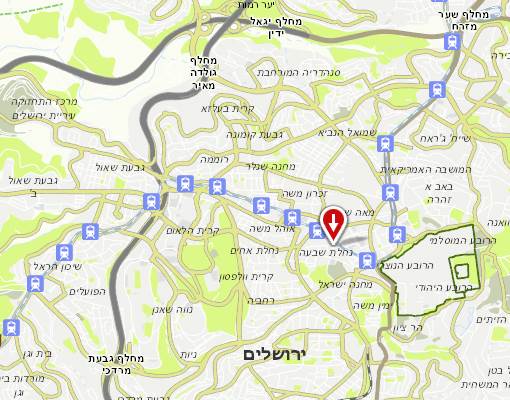 מפת הגעה אל המכללה האקדמית הדסה, הנמצאת בליבה של ירושלים